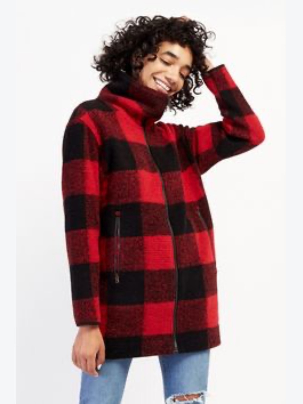 Roots Seymore Red and Black Buffalo Plaid Coat